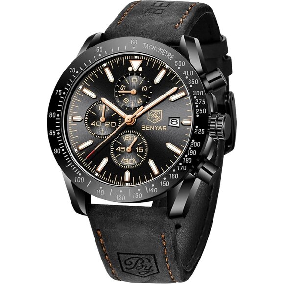 ⚡Watches for Men Analog Quartz Chronograph 30M Business Work Sport Casual - Picture 1 of 7
